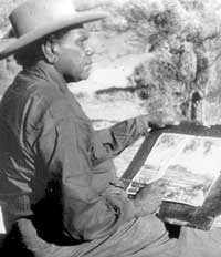 Bekannt f&uuml;r seine Landschafts-Aquarelle: Albert Namatjira (Foto: www.hermannsburgschool.com)