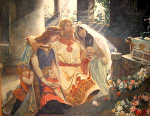 Eines der vielen Wandgem&auml;lde im Treppenhaus des Rathauses