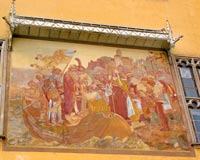 Schloss Stolzenfels: Wandgem&auml;lde an der Fassade zur Terrasse