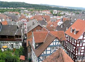 Blick vom Landgrafenschloss &uuml;ber die D&auml;cher der Altstadt