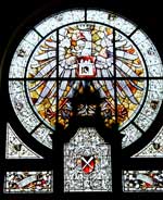 Pr&auml;chtige Rosette im Festsaal des Rathauses